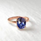 2829-R-cTAN: Rose Gold Vermeil Created Tanzanite 10x8 oval