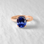 2829-R-cTAN: Rose Gold Vermeil Created Tanzanite 10x8 oval