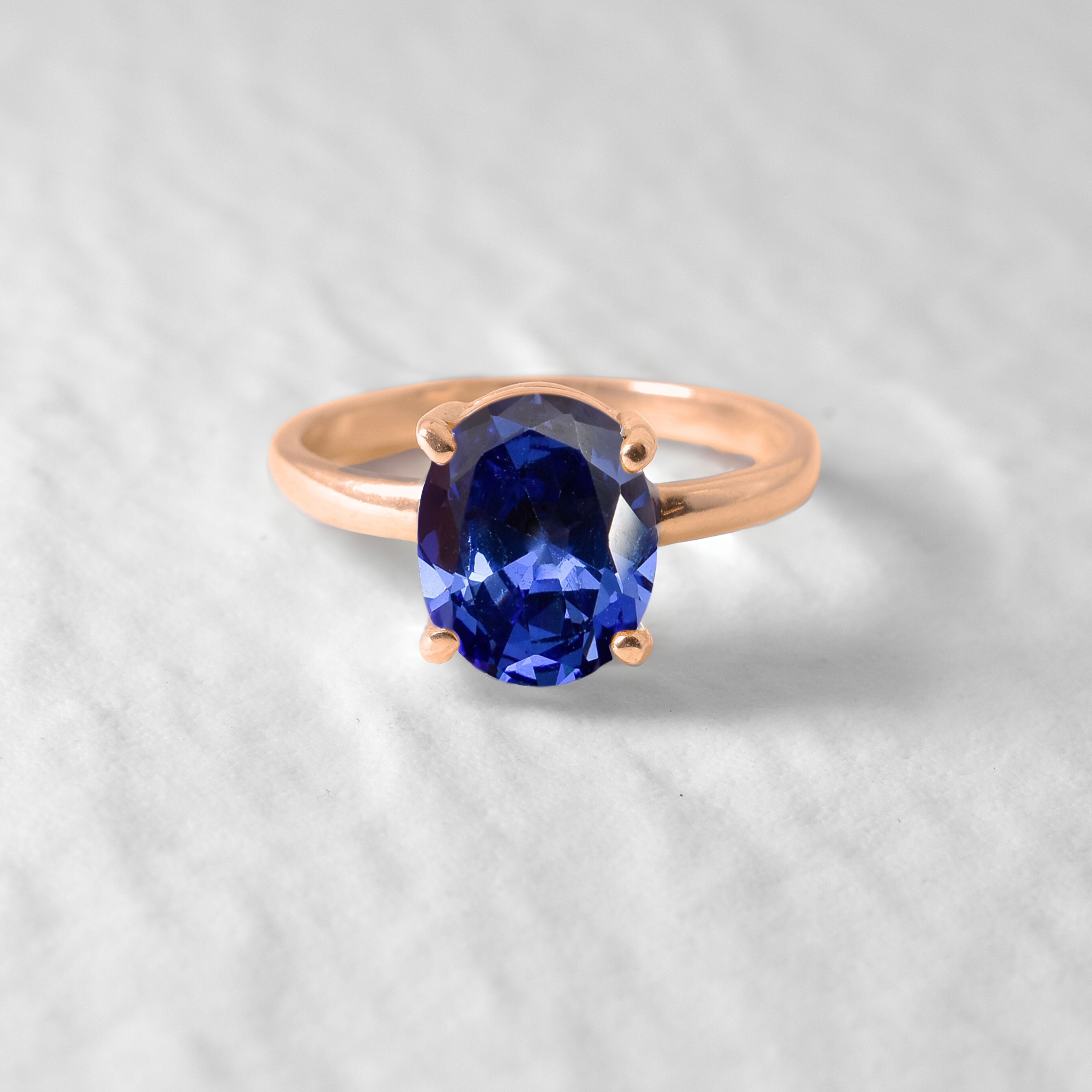 2829-R-cTAN: Rose Gold Vermeil Created Tanzanite 10x8 oval