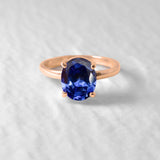 Tanzanite Rose Gold Ring - Blue Oval Ring - Tanzanite Promise Ring