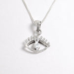 Silver Eye Pendant Back View in White Background