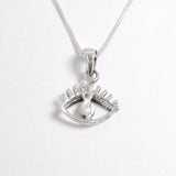 Silver Eye Pendant Back View in White Background