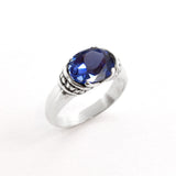 Gold Tanzanite Ring - Blue Boho Ring - Horizontal Solitaire Ring