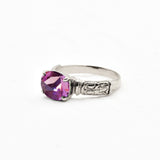 Silver Amethyst Ring - Purple Tribal Ring - Boho Gemstone Ring