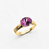 Tribal Amethyst Ring - Rose Gold Amethyst Ring - Purple Horizontal Ring