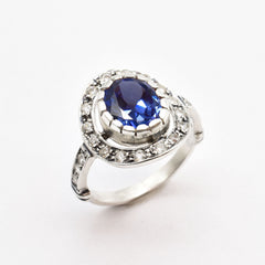 Tanzanite Cocktail Ring Angled View in White Background