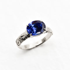 2804-R-cTAN: Sterling Silver 925 Created Tanzanite 10x8 oval