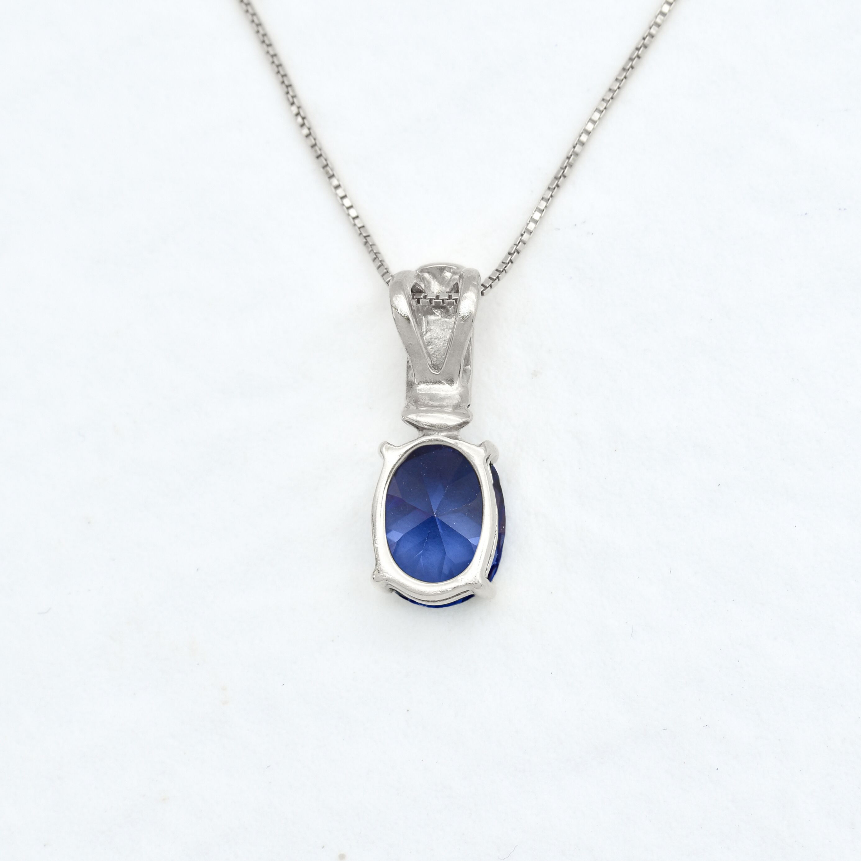 Tanzanite Pendant Back View in White Background