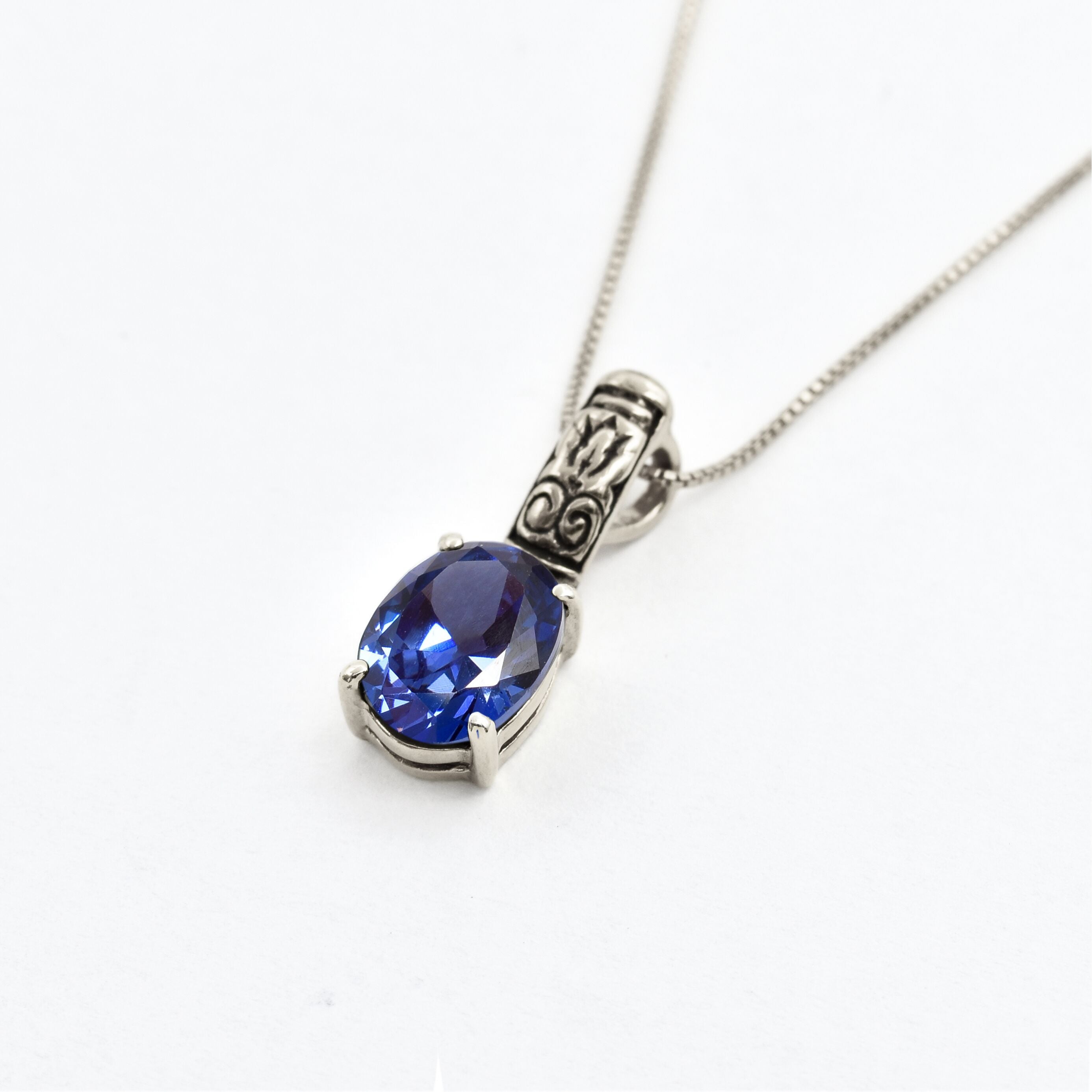 Tanzanite Pendant Angled View in White Background