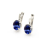 Silver Tanzanite Earrings - Blue Oval Earrings - Vintage Drop Earrings