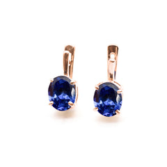 Rose Gold Tanzanite Earrings - Classic Drop Earrings - Blue Vintage Earrings