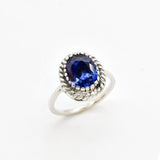 2350-R-cTAN: Sterling Silver 925 Created Tanzanite 10x8 oval