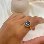 2350-R-cTAN: Gold Vermeil 18k Created Tanzanite 10x8 oval