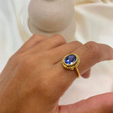 2350-R-cTAN: Gold Vermeil 18k Created Tanzanite 10x8 oval