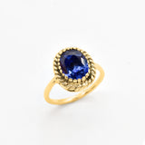 2350-R-cTAN: Gold Vermeil 18k Created Tanzanite 10x8 oval