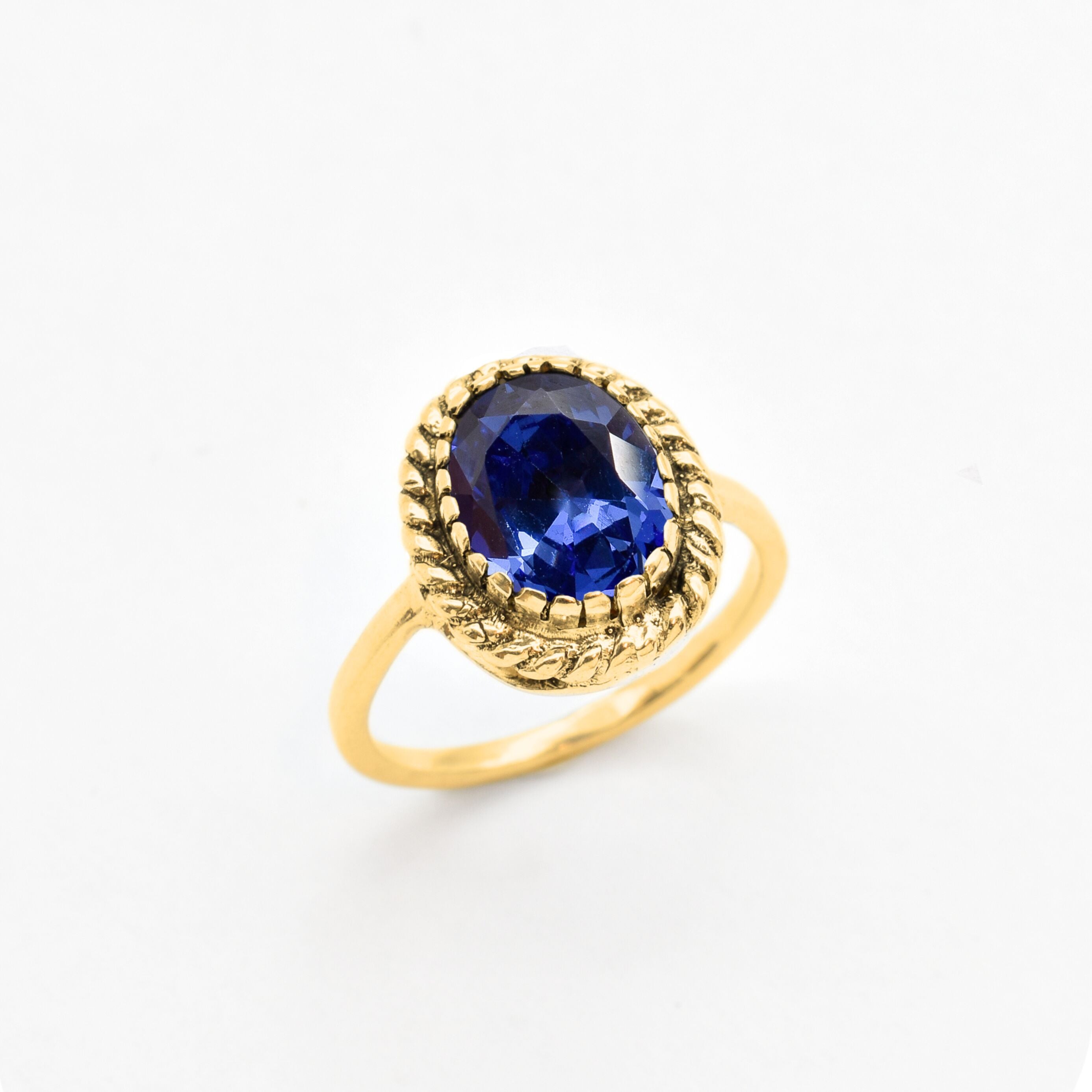 2350-R-cTAN: Gold Vermeil 18k Created Tanzanite 10x8 oval