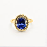 2350-R-cTAN: Gold Vermeil 18k Created Tanzanite 10x8 oval