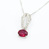 Elegant 925 Sterling Silver Pendant featuring an Oval Created Red Ruby, symbolizing passion and perfect for July birthdays.
