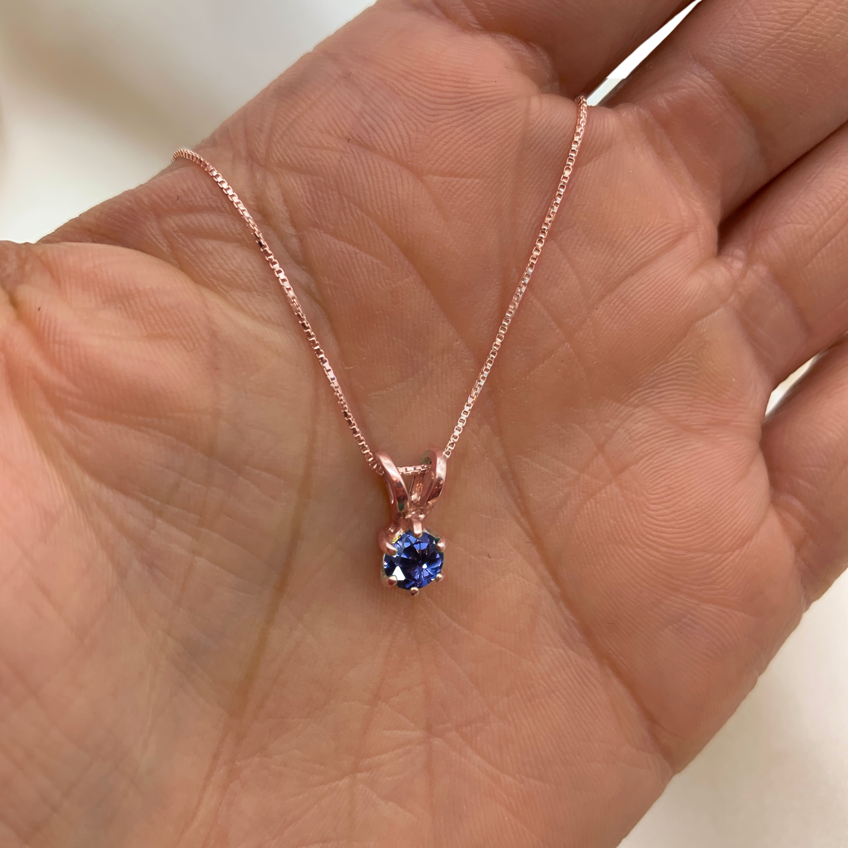 2910-P-cTAN: Rose Gold Vermeil Created Tanzanite 5mm