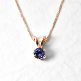 Gold Tanzanite Pendant - Round Blue Necklace - Dainty Vintage Necklace