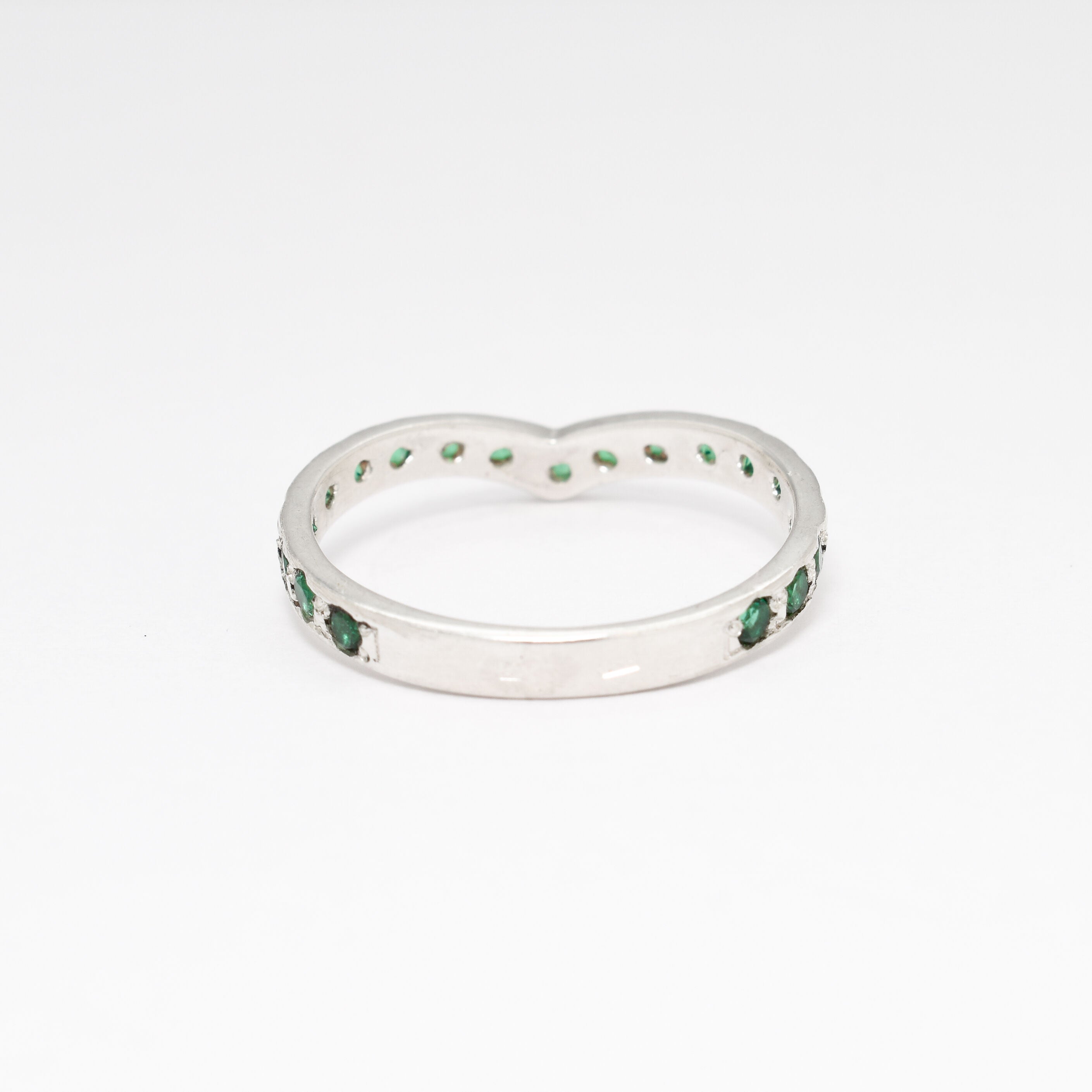 Stunning 925 Sterling Silver ring with a radiant Created Green Emerald, a meaningful gift option for birthdays and special events.