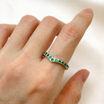 Chic 925 Sterling Silver ring adorned with a beautiful Round Created Green Emerald, ideal for May birthdays and everyday elegance.