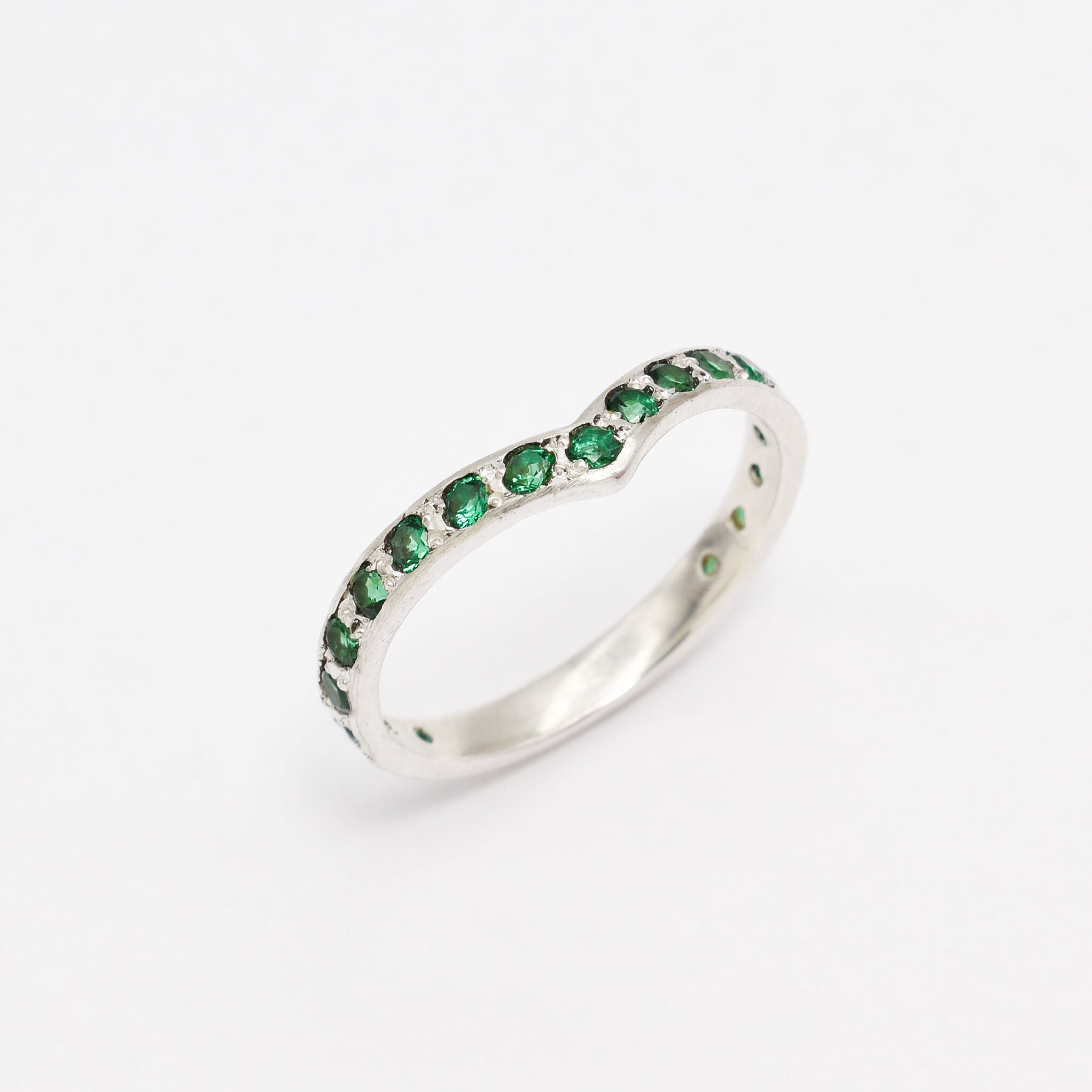 Versatile 925 Sterling Silver ring set with a brilliant Round Created Green Emerald, perfect for daily wear and meaningful gifting.