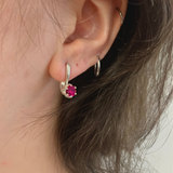 Long Ruby Earrings - Red Drop Earrings - Vintage Ruby Studs