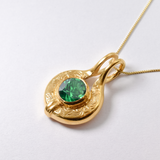 Stunning 18k Gold Vermeil Pendant featuring a Round Created Emerald, an ideal gift for May birthdays and meaningful celebrations.
