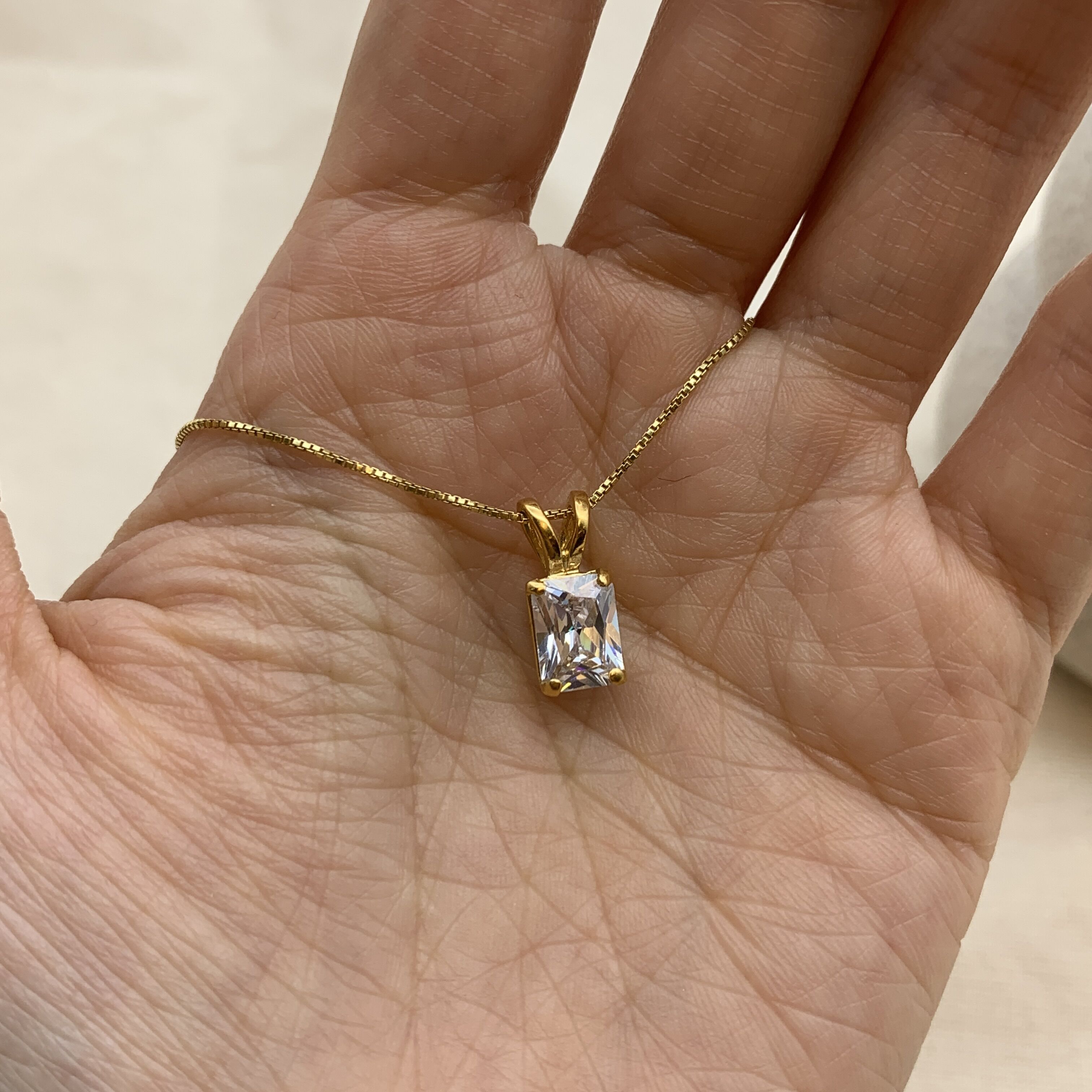 1059/1-P-cCZZ: Gold Vermeil 18k CZ 8x6 octagon