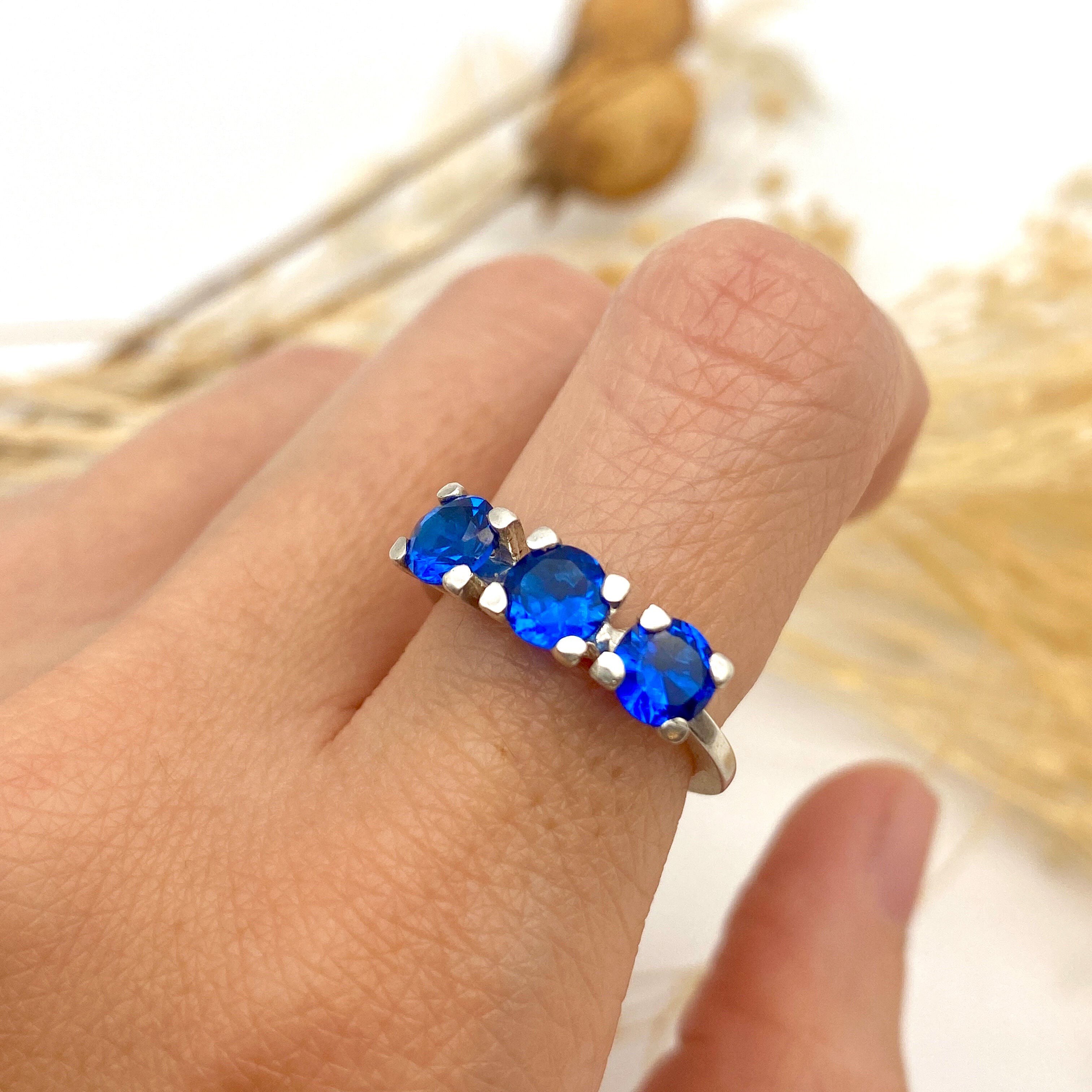 Elegant 925 Sterling Silver ring featuring a round Created Blue Sapphire, perfect for September birthdays and special occasions.