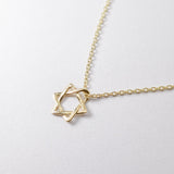14k Solid Gold Star of David Necklace - Real Gold Star Necklace - Solid Gold Jewish Star Necklace