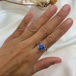 Charming 925 Sterling Silver Ring showcasing an Oval Created Blue Sapphire, a beautiful symbol of loyalty and love for any occasion.