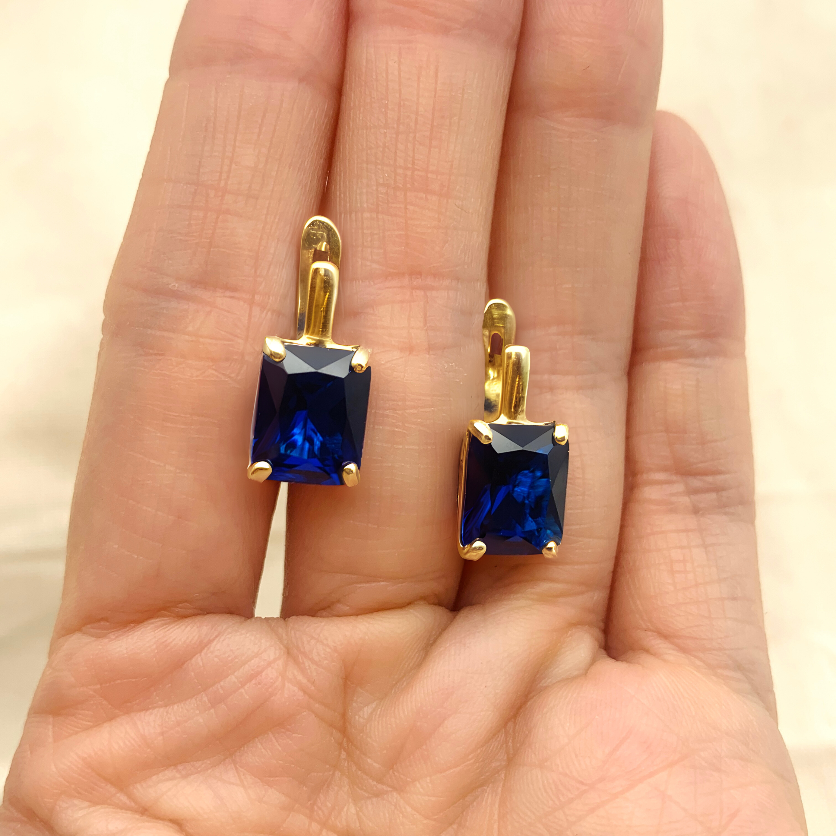 18k Gold Vermeil Sapphire Earrings featuring Baguette Blue Sapphire, a stunning September birthstone gift for any occasion.