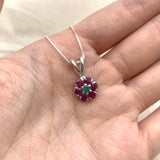 Natural Ruby Cluster Pendant in 925 Sterling Silver, a stunning July Birthstone gift symbolizing passion and elegance for any occasion.