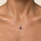 Elegant 925 Sterling Silver Ruby Pendant, featuring a vibrant Cluster setting, perfect as a July Birthstone gift for special occasions.