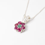 Elegant 925 Sterling Silver Ruby Pendant, featuring a vibrant Cluster setting, perfect as a July Birthstone gift for special occasions.