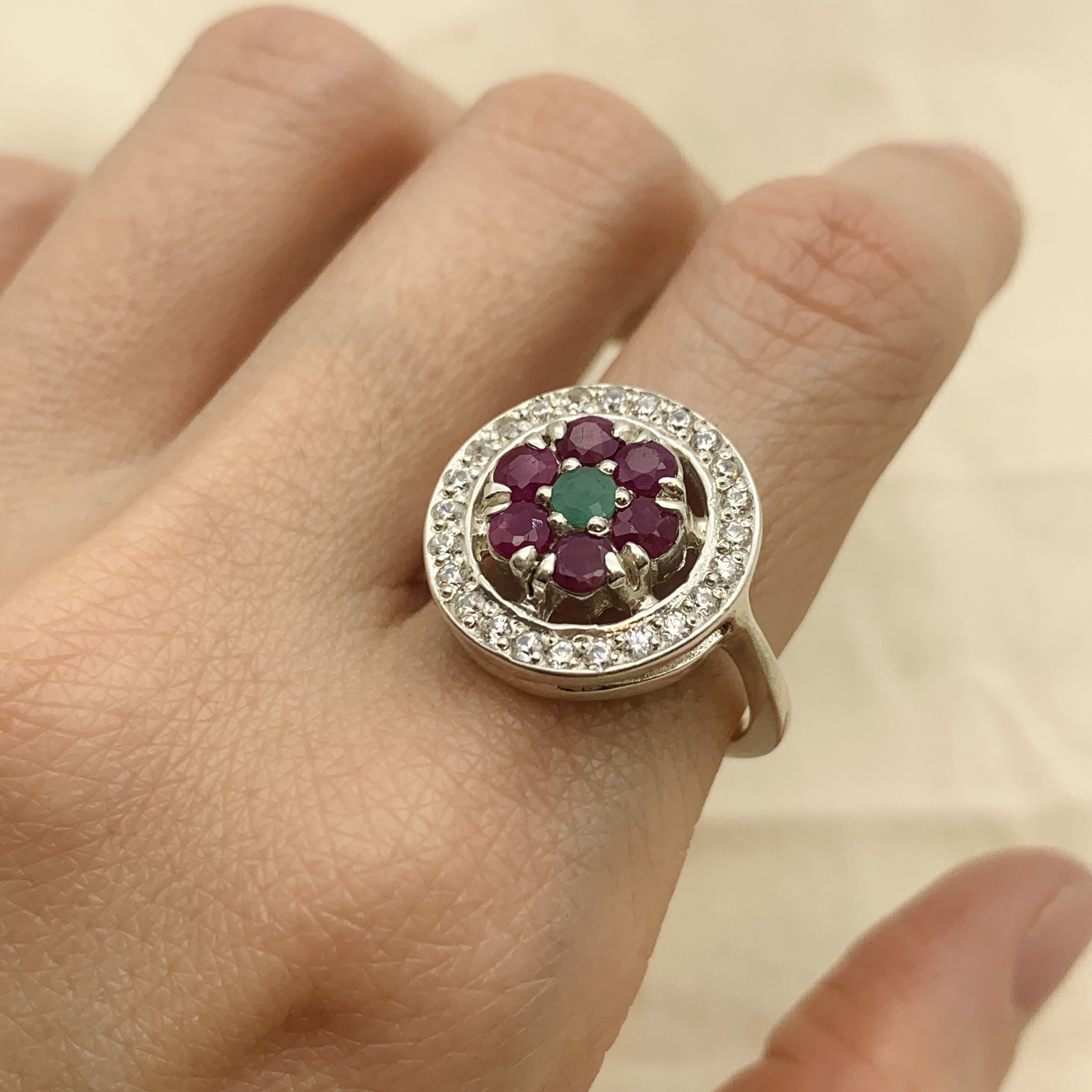 Elegant 925 Sterling Silver ring featuring a stunning cluster of natural red rubies, perfect for daily wear and special celebrations.