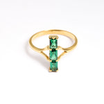 Lovely Created Green Emerald Ring in 18k Gold Vermeil, ideal for daily wear and meaningful birthday gifts.