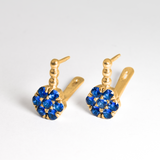 Flower Sapphire Earrings - Blue Daisy Earrings - Vintage Drop Earrings