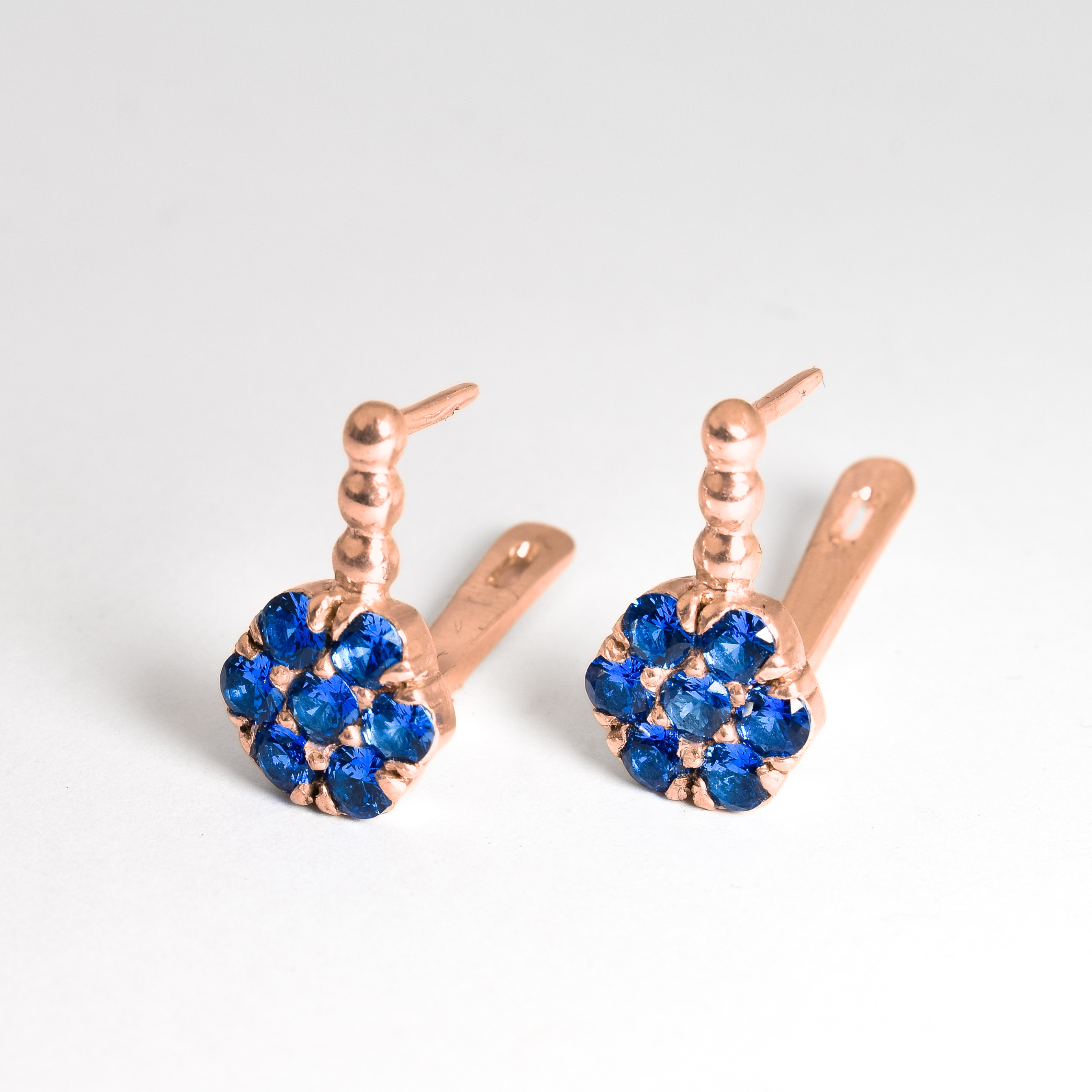 Flower Sapphire Earrings - Blue Daisy Earrings - Vintage Drop Earrings