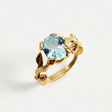 Leaf Aquamarine Ring - Blue Leaves Ring - Vintage Branch Ring