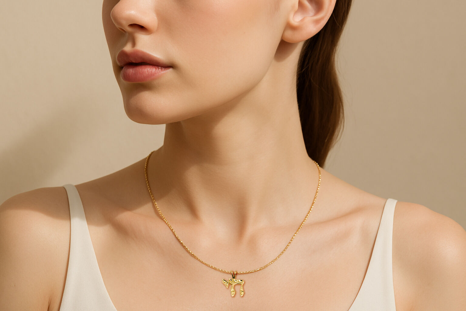 14k Solid Gold Chai Necklace - Hebrew Chai Pendant - Real Gold Chai Pendant