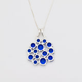 Cluster Sapphire Necklace - Gorgeous Blue Floral Pendant in Sterling Silver, perfect for casual wear and memorable gifting.