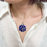 Elegant Cluster Sapphire Necklace - Eye-catching Blue Floral Pendant in Sterling Silver, great for everyday style and gifts.