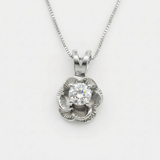 Gold Rose Diamond Pendant - Diamond Flower Necklace - Vintage Diamond Necklace