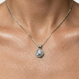 Rose Diamond Pendant - Vintage Flower Necklace - Bridal Diamond Necklace