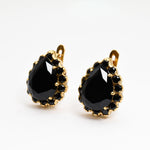 6025-E-nONY: Gold Vermeil 18k Onyx 16x12 Teardrop Onyx 3mm