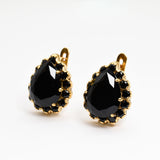 6025-E-nONY: Gold Vermeil 18k Onyx 16x12 Teardrop Onyx 3mm