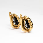 6025-E-nONY: Gold Vermeil 18k Onyx 16x12 Teardrop Onyx 3mm